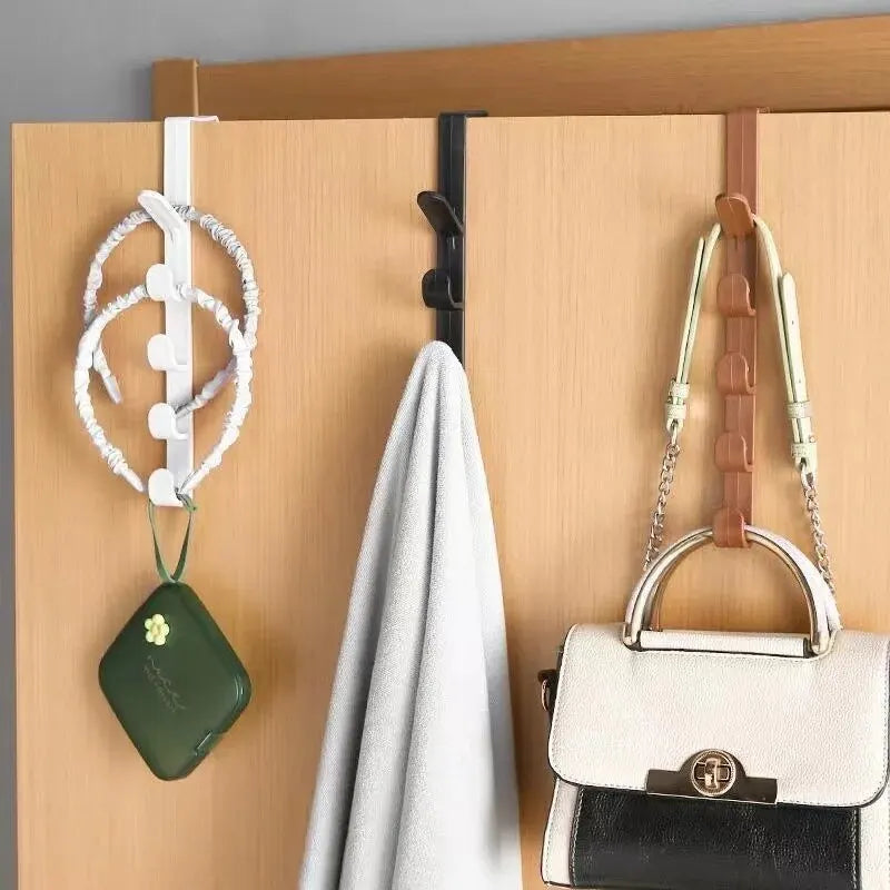 Over-the-Door Hook Rack – 5-Hook Vertical Hanger for Coat, Wardrobe, or Dorm Room