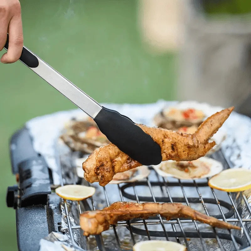 Premium Stainless Steel Kitchen Tongs with Silicone Tips – Heavy Duty, Heat Resistant & Locking Grip (3 Sizes Available)