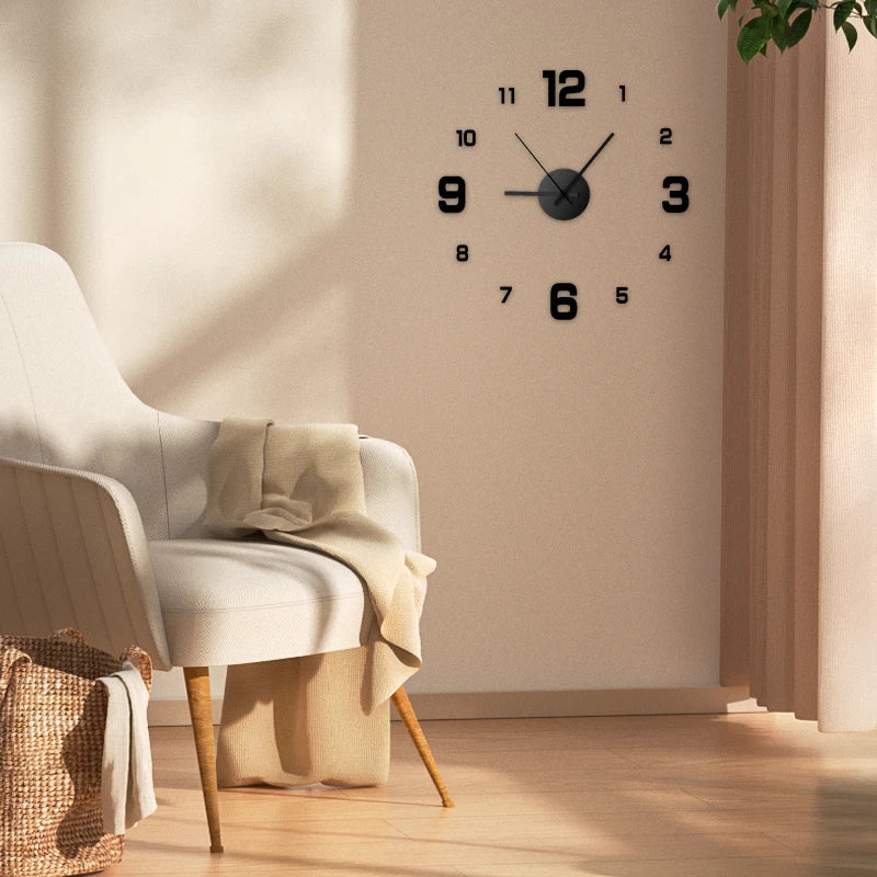 Silent Frameless DIY Wall Clock | Custom 3D Acrylic Home Decoration
