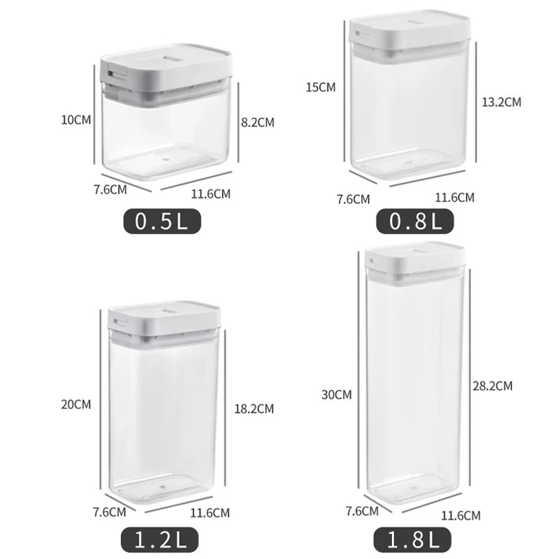 Airtight Transparent Food Storage Container – Plastic Organizer for Pasta, Grains, Snacks and Dry Foods (0.5L–1.8L)