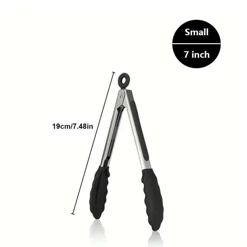 Premium Stainless Steel Kitchen Tongs with Silicone Tips – Heavy Duty, Heat Resistant & Locking Grip (3 Sizes Available)