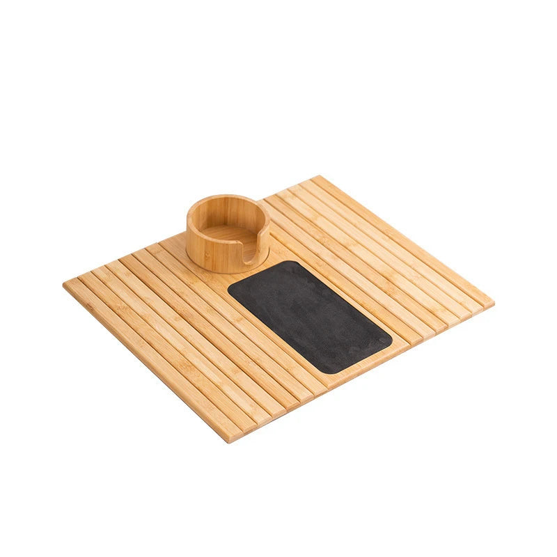 Natural Bamboo Sofa Armrest Tray – Foldable Anti-Slip Cup Holder for Drinks, Remotes & Snacks