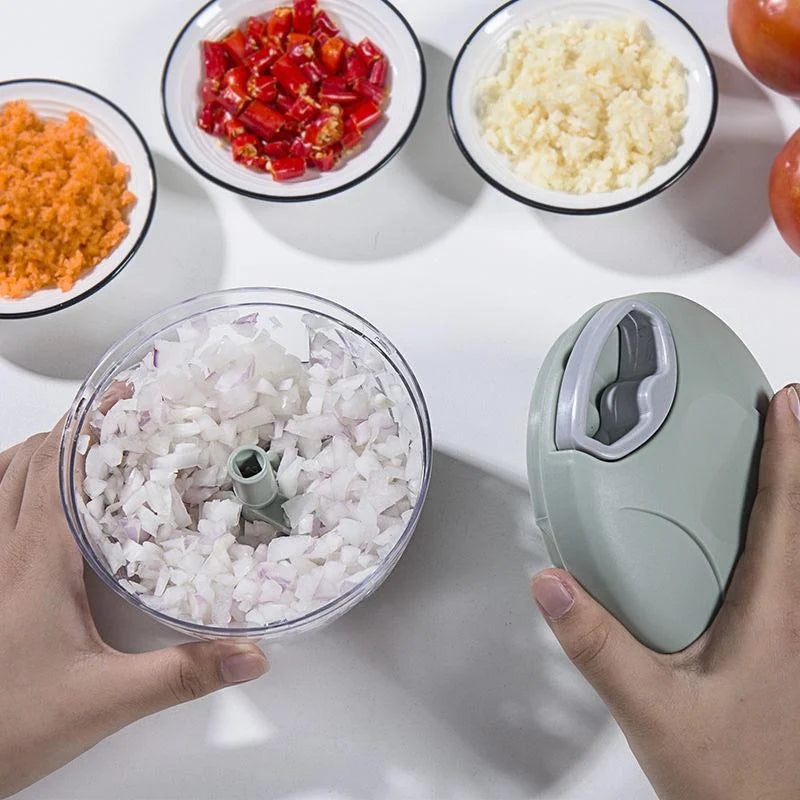 Manual Food Chopper 500ml– Garlic, Onion & Vegetable Cutter with Anti-Splash Rotating Press System