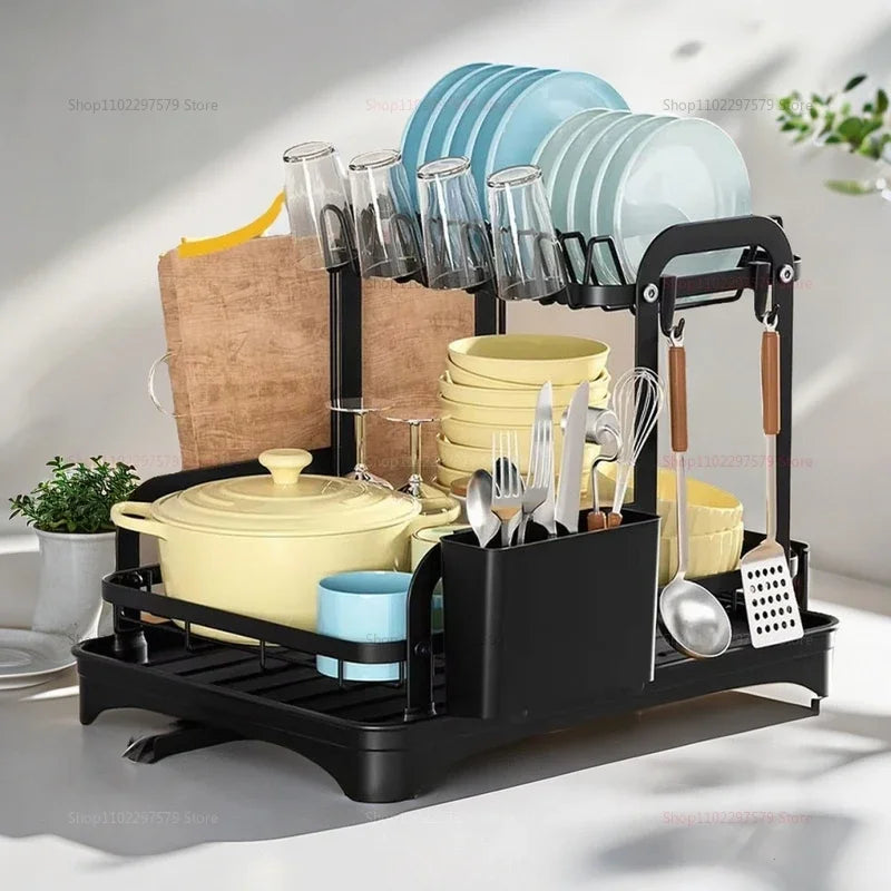 Tier Black Dish Rack – Space-Saving Kitchen Organizer