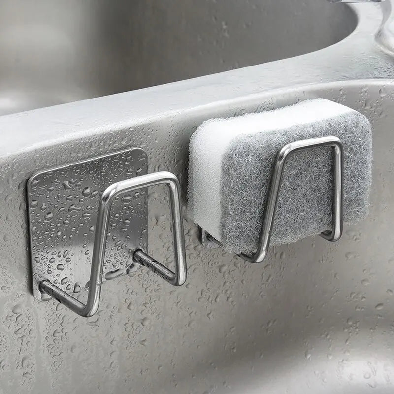 Stainless Steel Sink Sponge Holder – Suction Cup Kitchen Organizer with Drainage