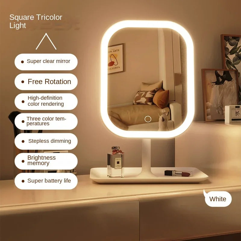LED Makeup Mirror with Touch Control – 3 Light Modes | Premium White Vanity Mirror