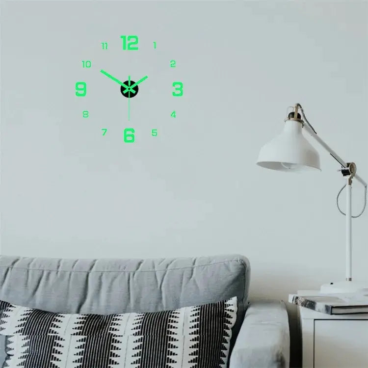 EW Creative Luminous Digital Clock – European Style, Silent DIY Wall Clock, Punch-Free Sticker