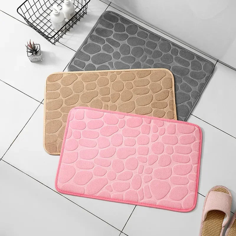 Premium Memory Foam Non-Slip Velvet Embossed Mat – Soft Bathroom & Living Room Rug