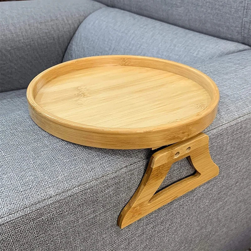 Sofa Armrest Tray – Clip-On Wooden Table for Snacks, Drinks & Remote Control