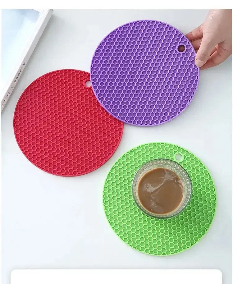 Round Silicone Non-Slip Mat | Drink Coaster, Heat Insulator & Table Protector