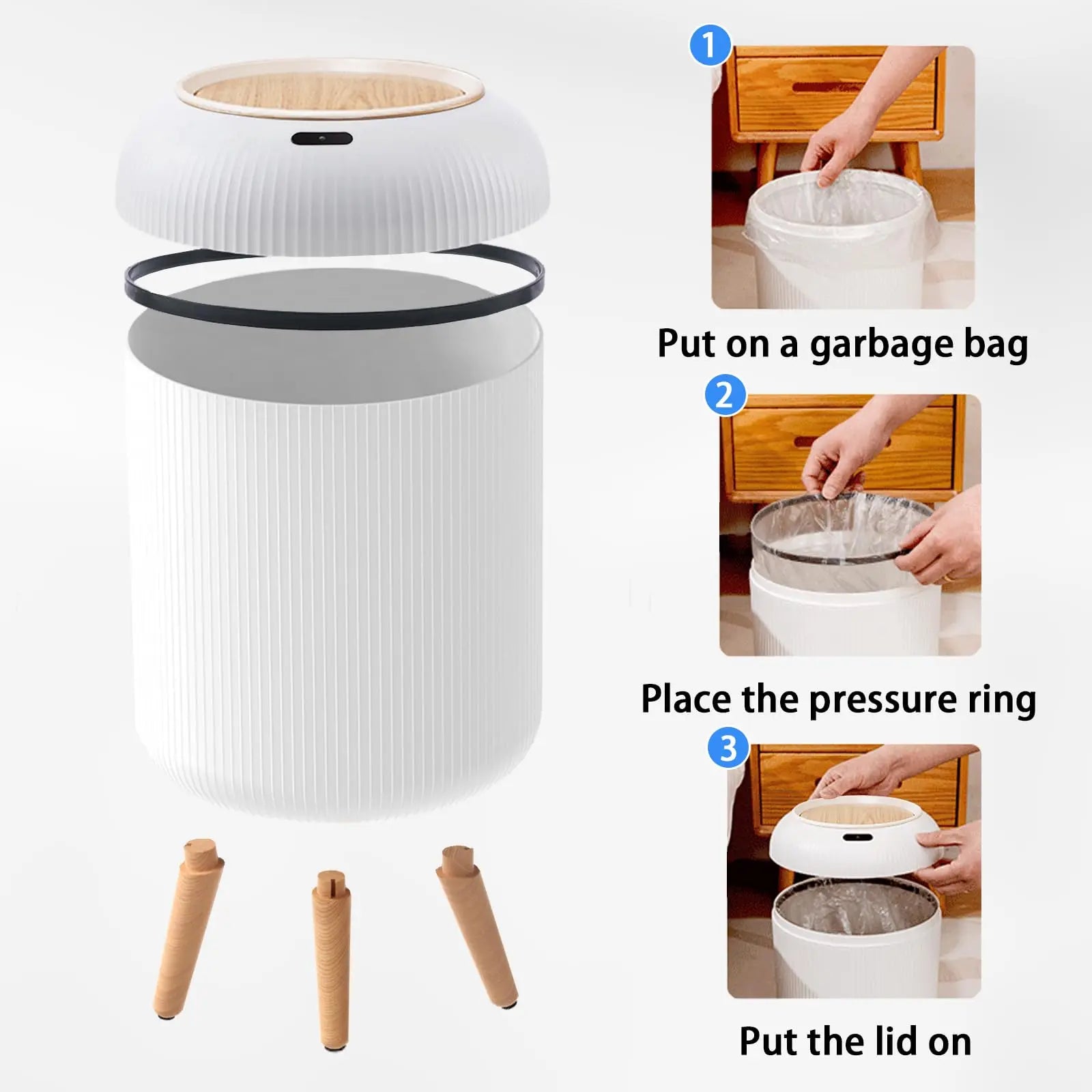 Smart Automatic Trash Can with Motion Sensor – Touchless, Odor-Sealing & Modern Design