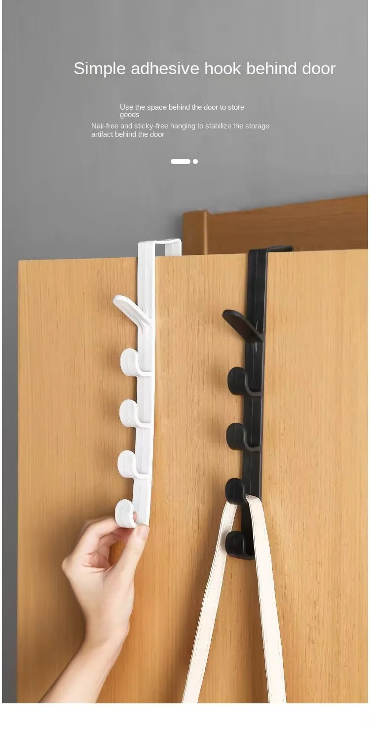 Over-the-Door Hook Rack – 5-Hook Vertical Hanger for Coat, Wardrobe, or Dorm Room