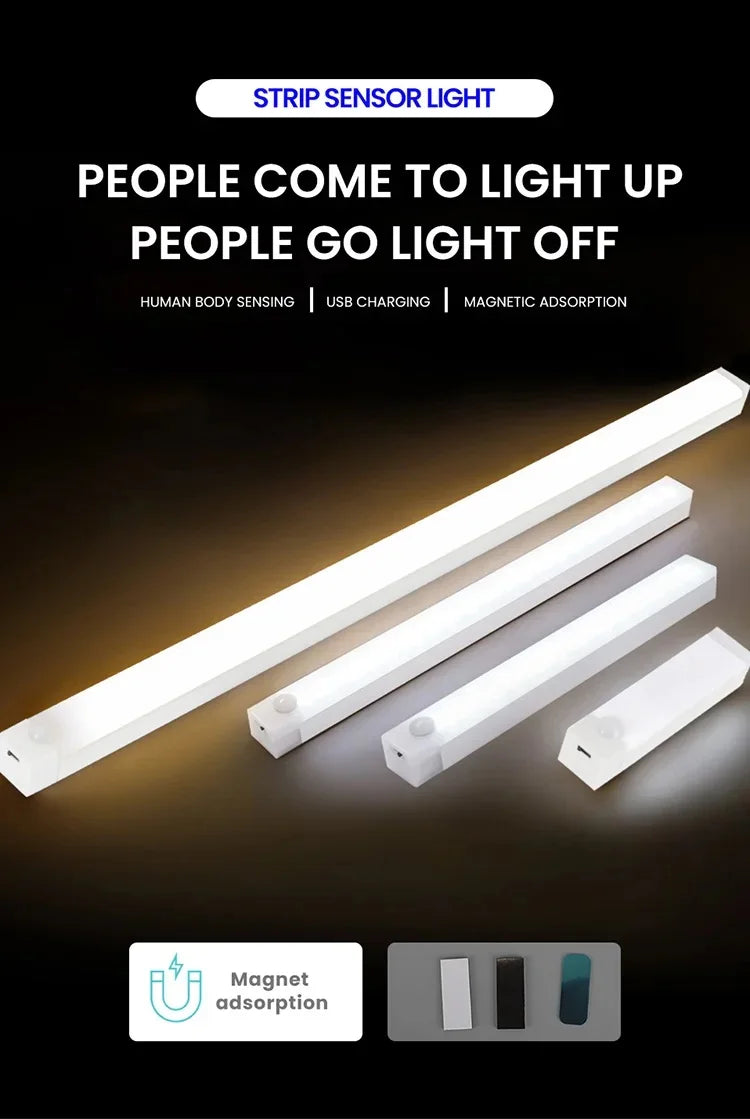 Rechargeable LED Motion Sensor Light – Wireless USB Cabinet & Closet Night Light for Kitchen, Stairs and Hallway