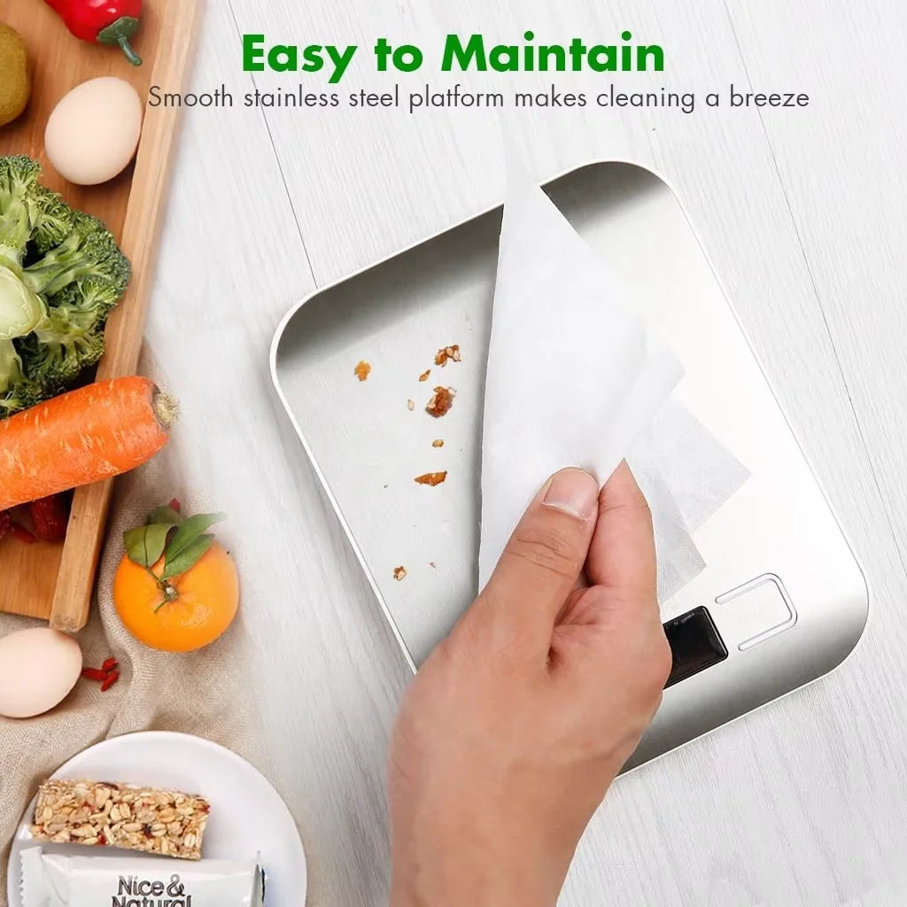 Multifunction Digital Kitchen Scale 5kg with LCD Display, Stainless Steel – High Precision & Waterproof