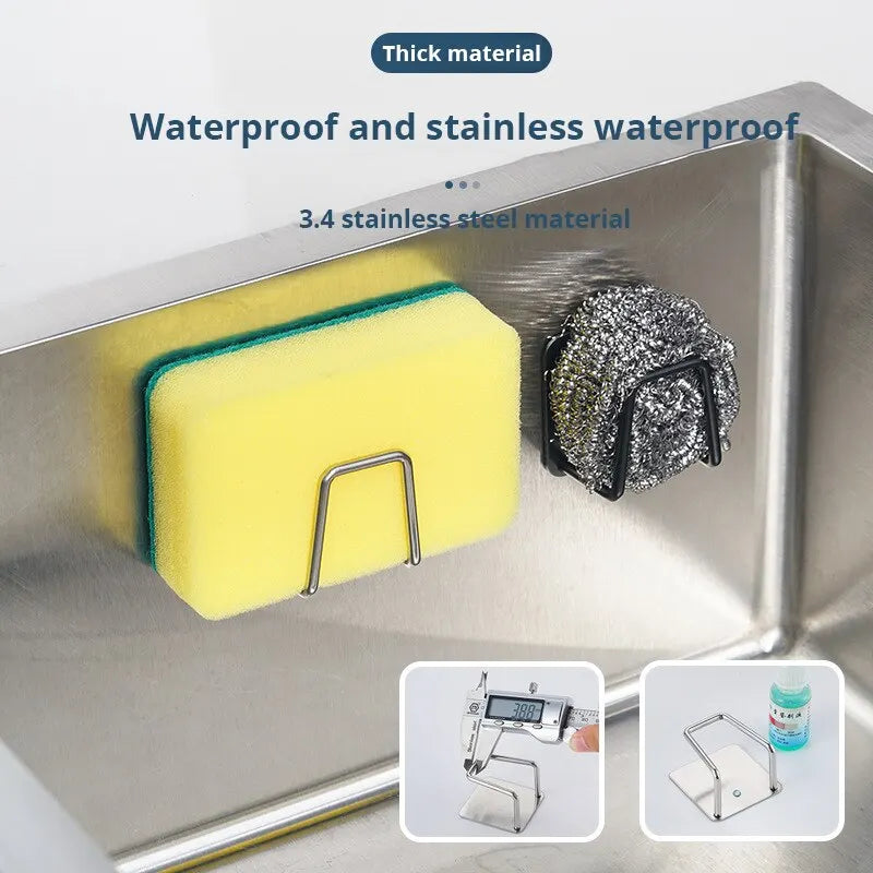 Stainless Steel Sink Sponge Holder – Suction Cup Kitchen Organizer with Drainage