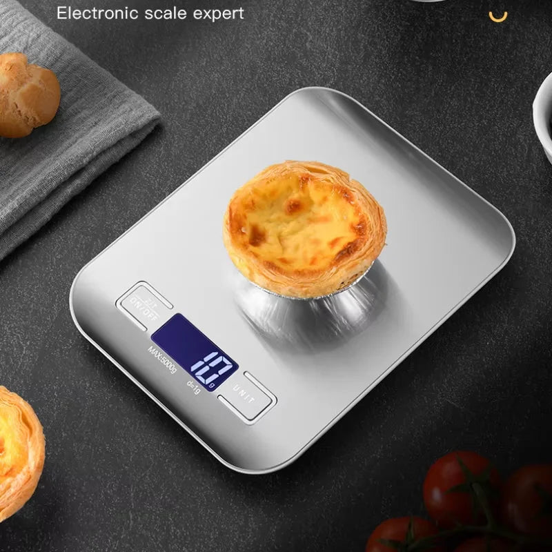Multifunction Digital Kitchen Scale 5kg with LCD Display, Stainless Steel – High Precision & Waterproof