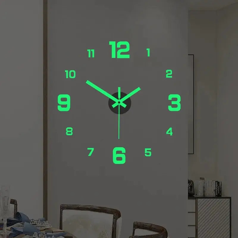 EW Creative Luminous Digital Clock – European Style, Silent DIY Wall Clock, Punch-Free Sticker
