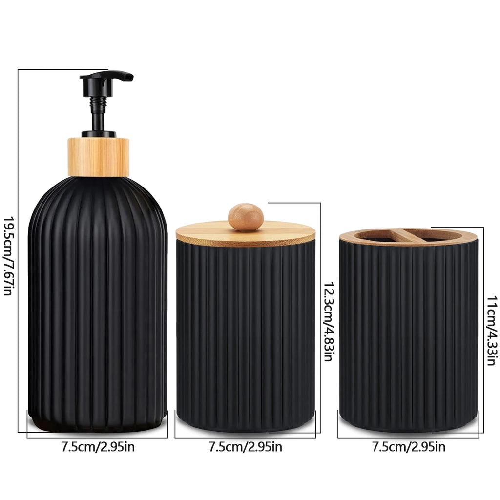 3-in-1 Bathroom Counter Organizer – Soap Dispenser, Cotton Box & Toothbrush Holder