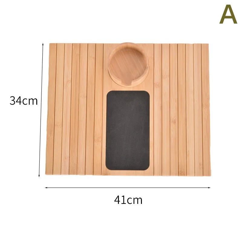 Natural Bamboo Sofa Armrest Tray – Foldable Anti-Slip Cup Holder for Drinks, Remotes & Snacks