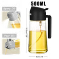 2-in-1 Oil & Seasoning Dispenser with Spray, Pour Spout & 2 Brushes – Kitchen Essential