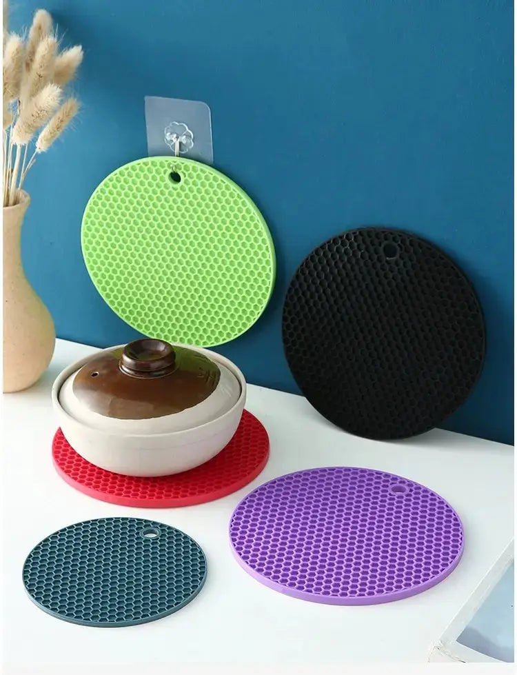 Round Silicone Non-Slip Mat | Drink Coaster, Heat Insulator & Table Protector