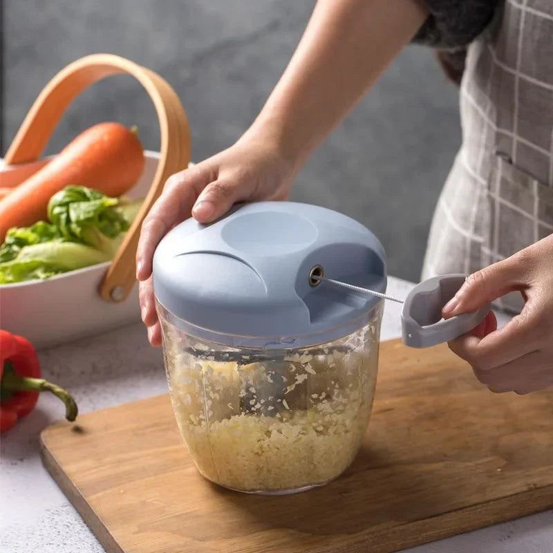 Manual Food Chopper 500ml– Garlic, Onion & Vegetable Cutter with Anti-Splash Rotating Press System