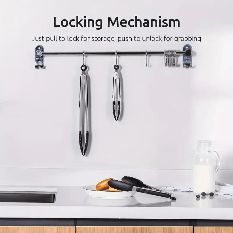 Premium Stainless Steel Kitchen Tongs with Silicone Tips – Heavy Duty, Heat Resistant & Locking Grip (3 Sizes Available)