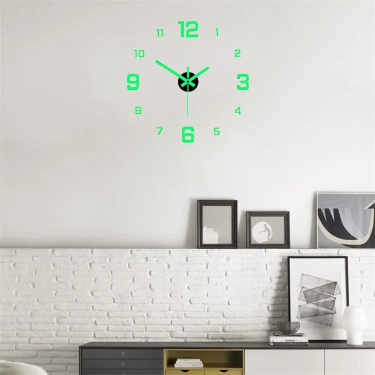 EW Creative Luminous Digital Clock – European Style, Silent DIY Wall Clock, Punch-Free Sticker