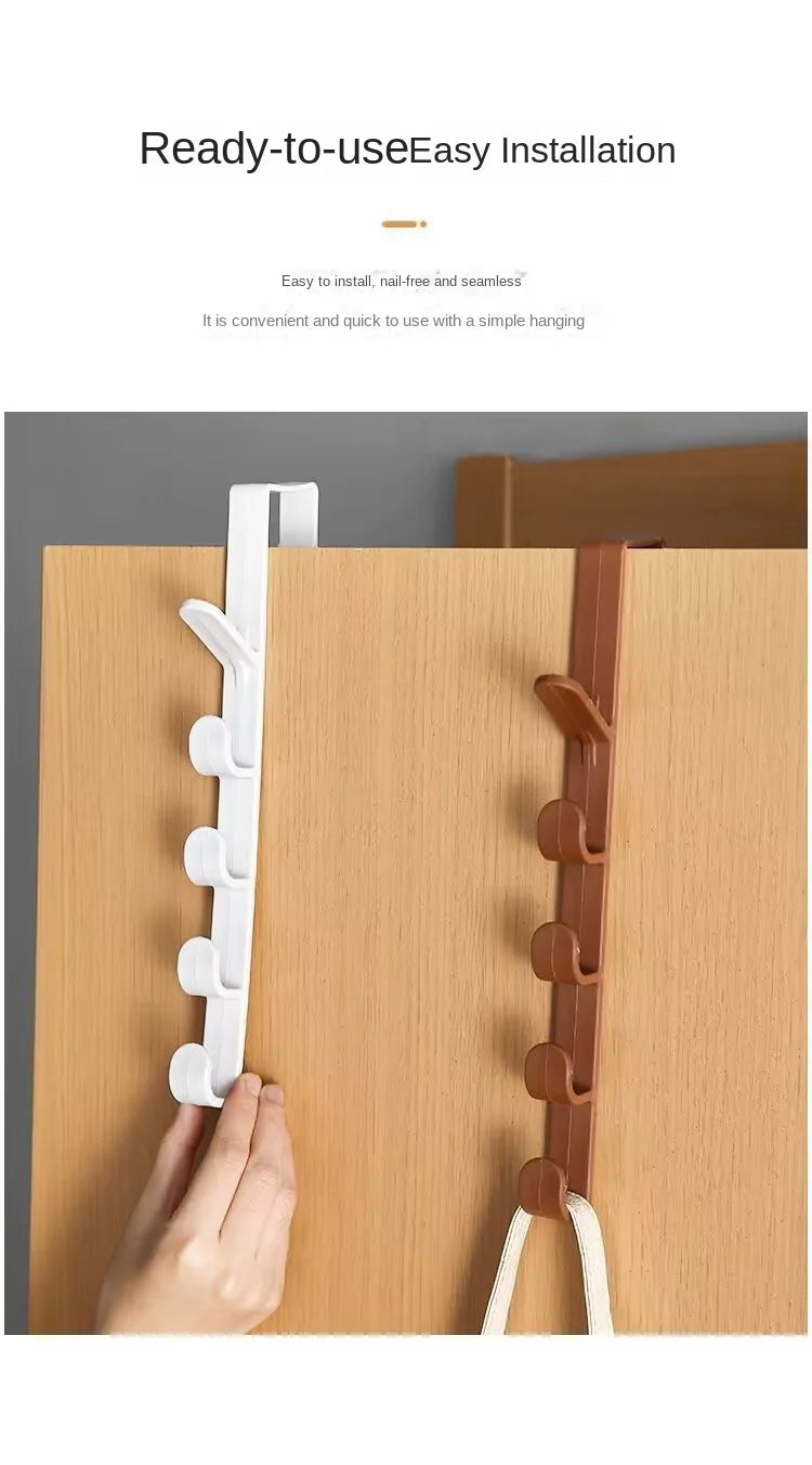 Over-the-Door Hook Rack – 5-Hook Vertical Hanger for Coat, Wardrobe, or Dorm Room