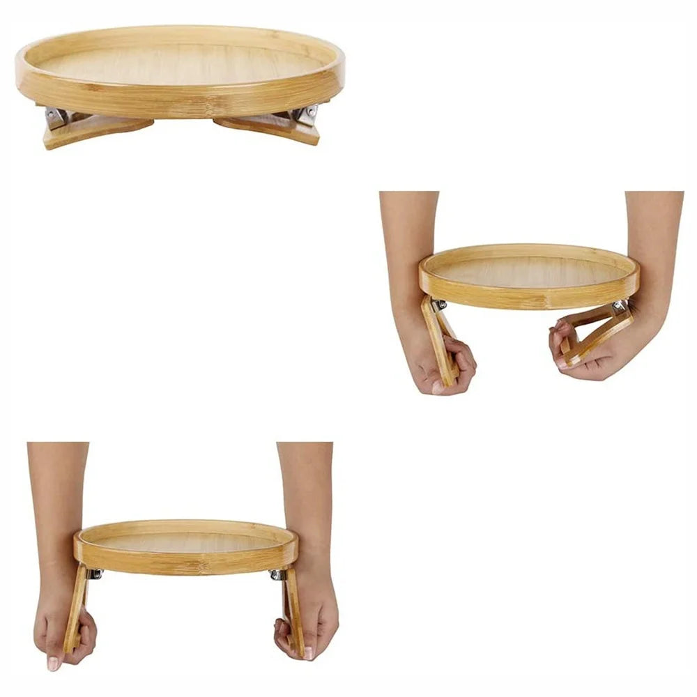 Sofa Armrest Tray – Clip-On Wooden Table for Snacks, Drinks & Remote Control