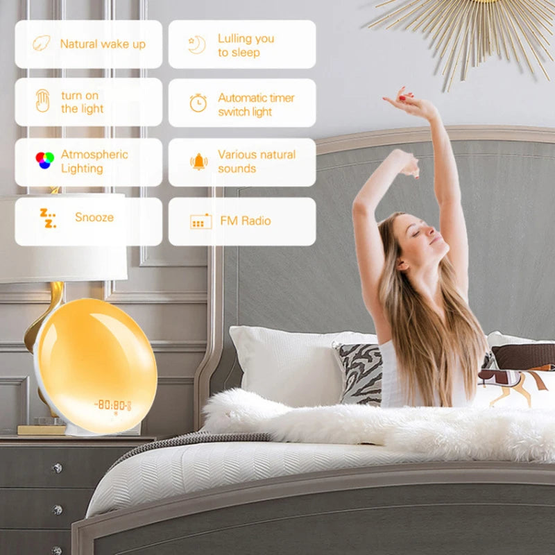 Sunrise Alarm Clock with Light Simulation, FM Radio & USB Charging