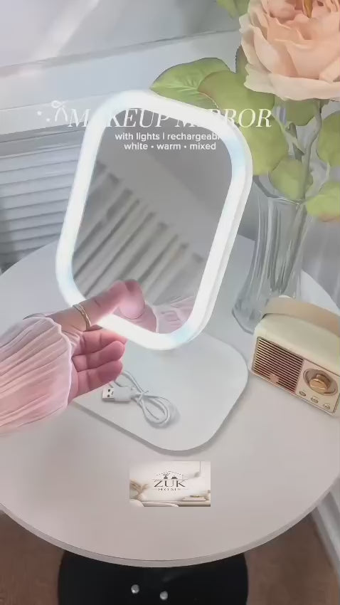 LED Makeup Mirror with Touch Control – 3 Light Modes | Premium White Vanity Mirror